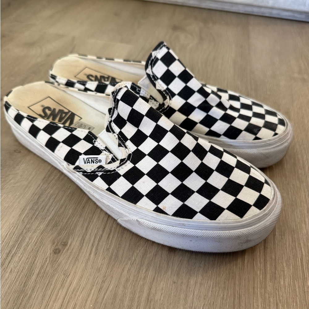 Vans Woman’s Checkered Slip-On Shoes - Black and White